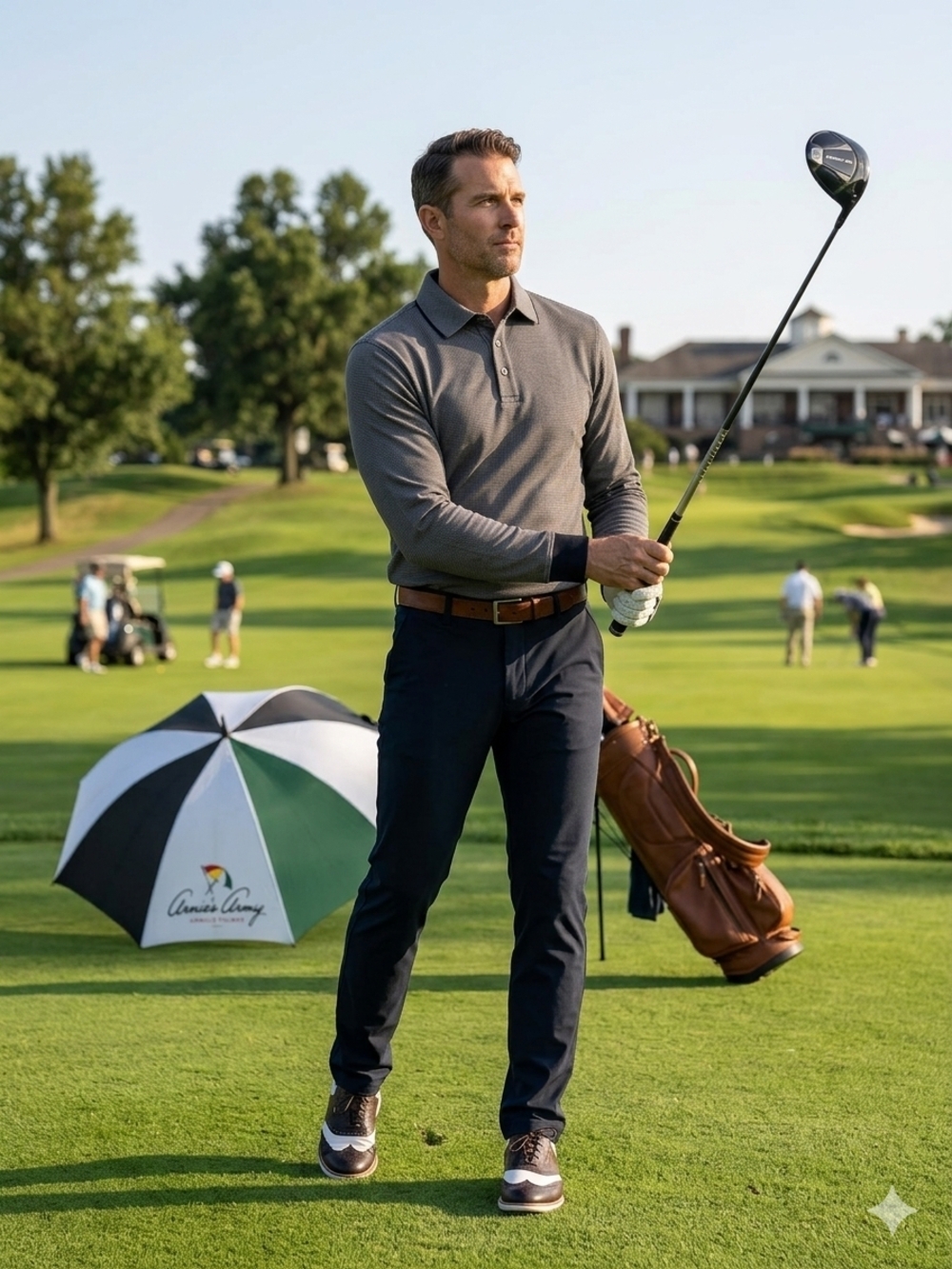 Palmer Golf Black & White Houndstooth Polo